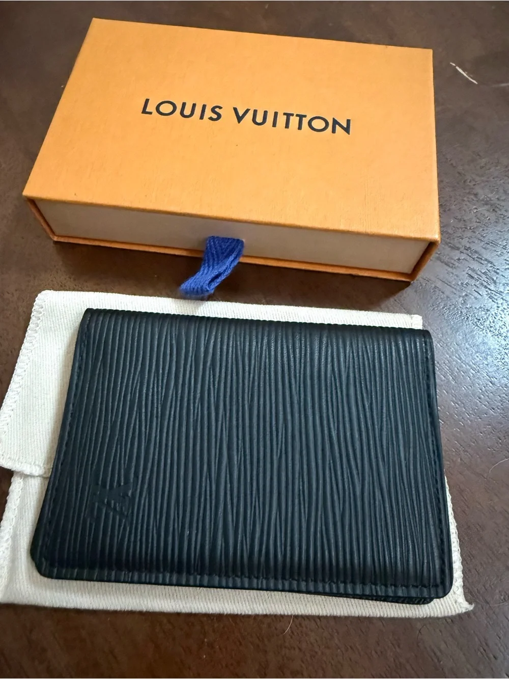 Louis Vuitton Pocket Organizer Wallet Black Epi Leather